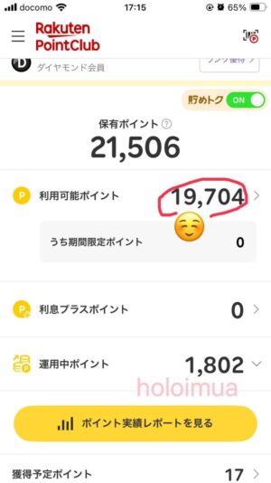ポイントが利用可能になった。