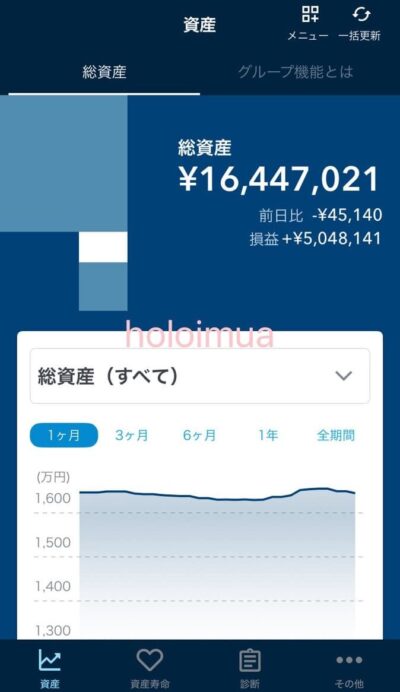 onestock資産管理画面