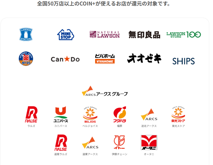 COIN+が使えるお店（公式サイト）